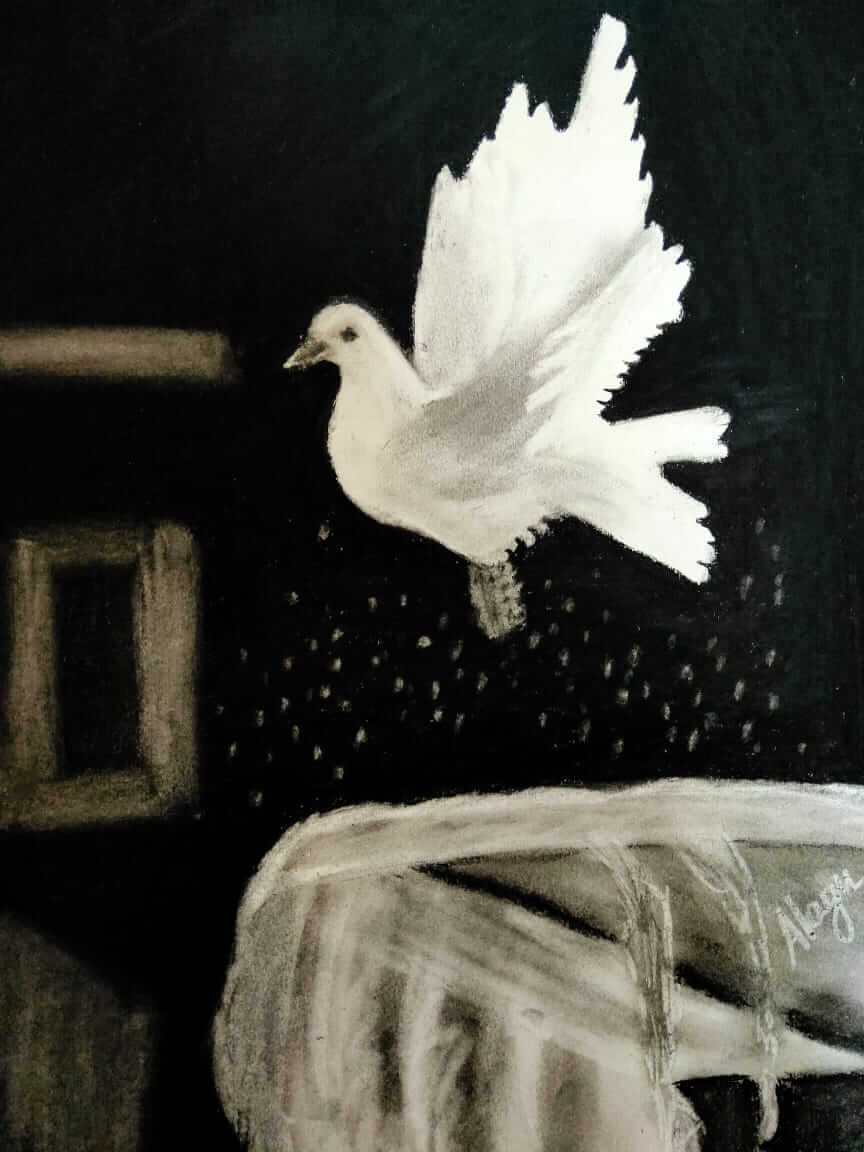 pigeon flying painting