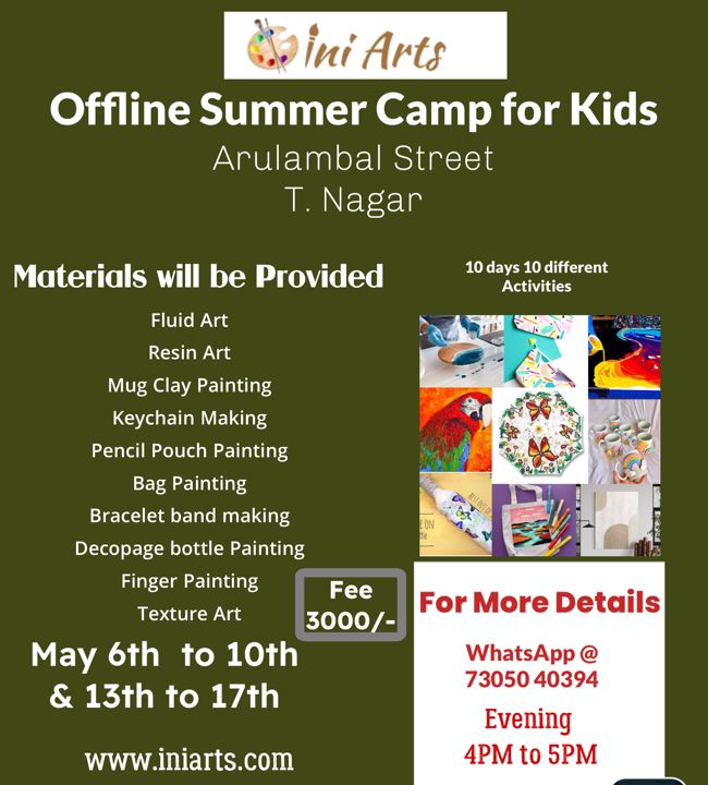 Summer Camp for Kids above 5 years - Ini Institute of Fine Arts