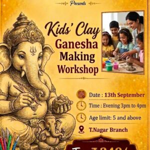 Offline Workshop Series for Kids @ T Nagar Branch - Clay Ganesha Making Workshop - 13th Sep