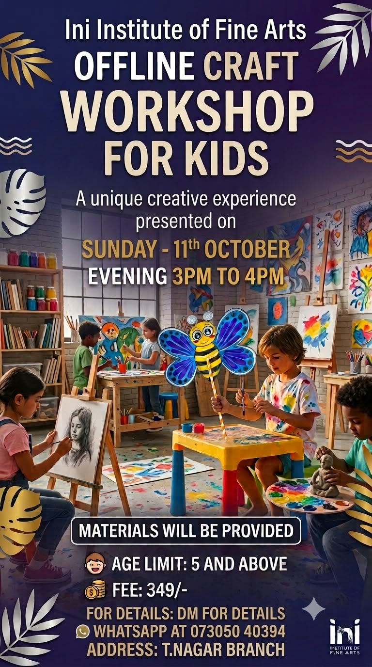 Offline Workshop Series for Kids @ T Nagar Branch - Craft Workshop - 11th Oct